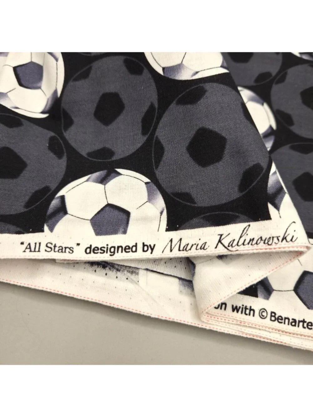 All Stars Soccer Ball Cotton Fabric Kanvas Benartex 2 Yards 42” Wide Black White